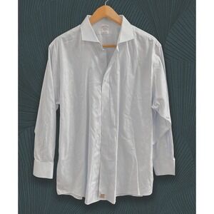 Brooks Brothers Regent Dress Shirt Mens 18 34 Blue White Stripe Supima Cotton